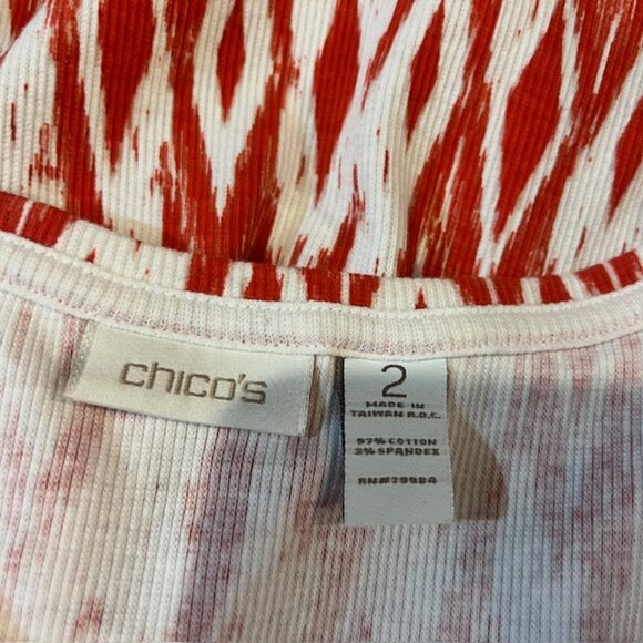 Chico's Orange & White Ribbed Scoop Neck Sleeveless Tank Size L - Picture 8 of 8